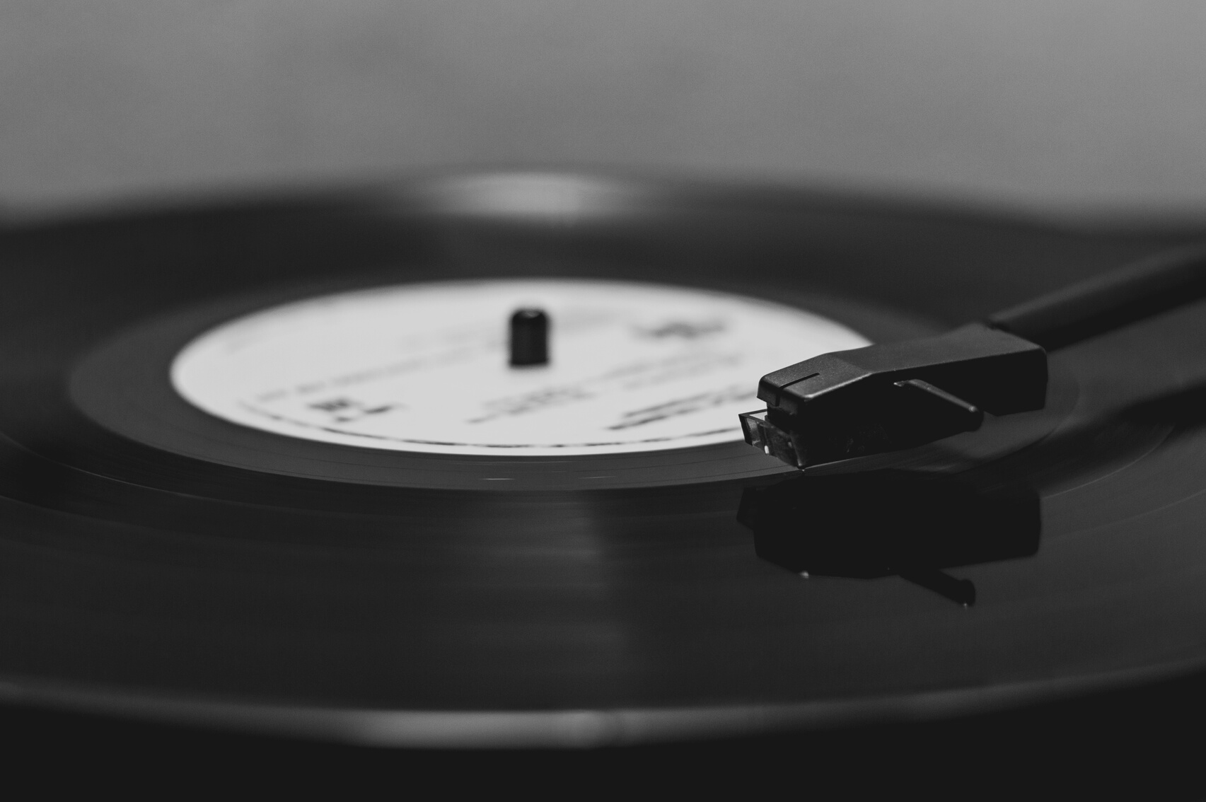 Black Vinyl Record Player in Shallow Focus